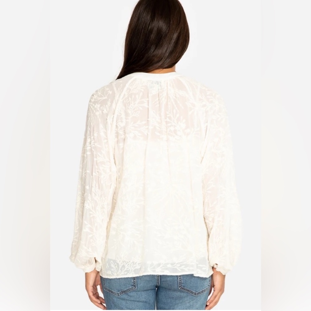 Johnny Was | Rosanna Embroidered Long-Sleeve Top w/
Pompom Ties - Picture 3 of 7
